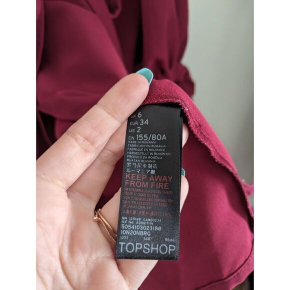 TOPSHOP Burgundy Wrap Dress - Picture 6 of 6